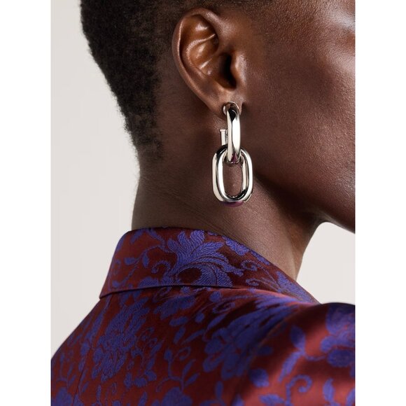 RABANNE XL Link Hoop Earrings Silver - Picture 1 of 6